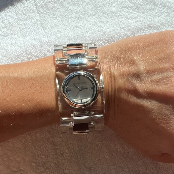 Michael Kors Clear Silver Transparent Acetate Watch